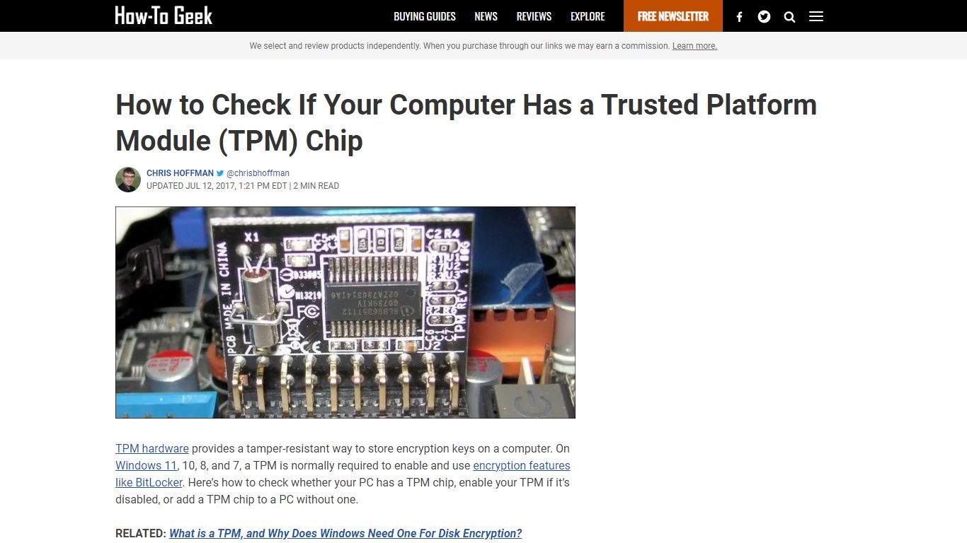 How to Check If Your Computer Has a Trusted Platform Module (TPM) Chip